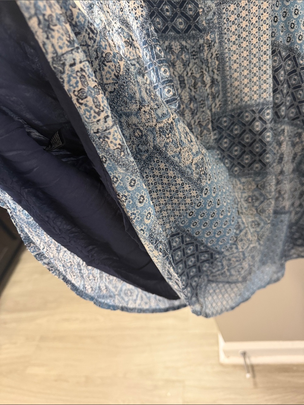 C'isa Blue Patchwork Ruffled Mini Dress – Size Large - Picture 6 of 6